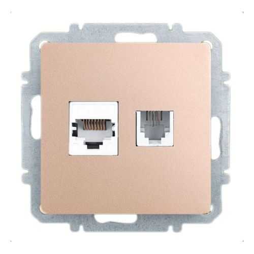 Розетка Еthernet RJ-45 и телефонная RJ-11 Zakru CLASICO (Золото) в Касторама