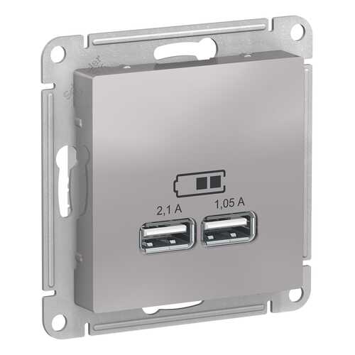 Розетка SE AtlasDesign Алюминий USB, 5В, 1 порт x 2,1 А, 2 порта х 1,05 А,механизм в Касторама