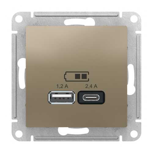 Розетка SE AtlasDesign Шампань USB A+С, 5В/2,4А, 2х5В/1,2А, механизм в Касторама