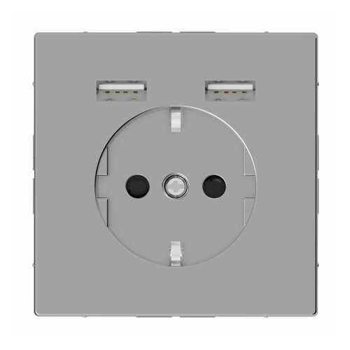 Розетка SE Merten D-Life Нержавеющая Сталь Schuko с 2 USB c зарядным устройством 2,4 A в Касторама