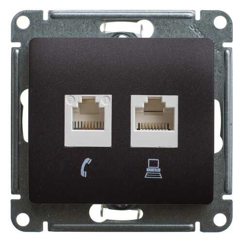 SE Glossa Шоколад Розетка 2-ая компьютерная RJ45+RJ45, кат.5E в Касторама