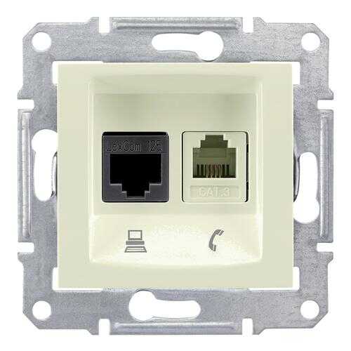 SE Sedna Бежевая Розетка 2-ая ТЛФ + компьютерная кат.5е UTP (RJ11+RJ45) в Касторама