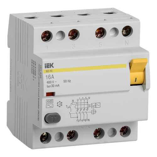 Выключатель ВД1-63, 4 п, 16 А, 30 мА, AC, MDV10-4-016-030 в Касторама