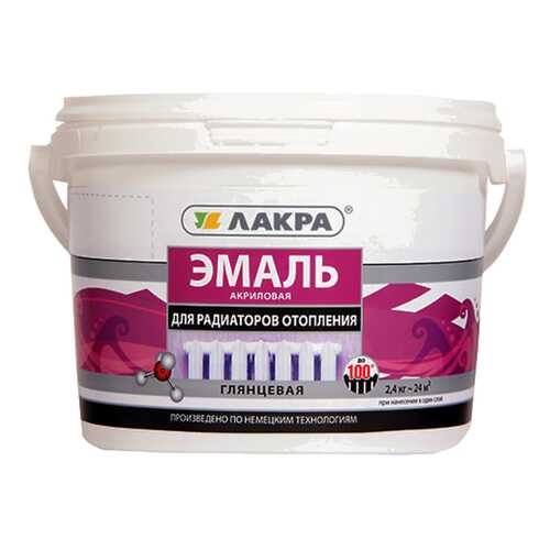 Эмаль акриловая для радиаторов отопления Лакра Белая глянцевая 2,4кг в Касторама