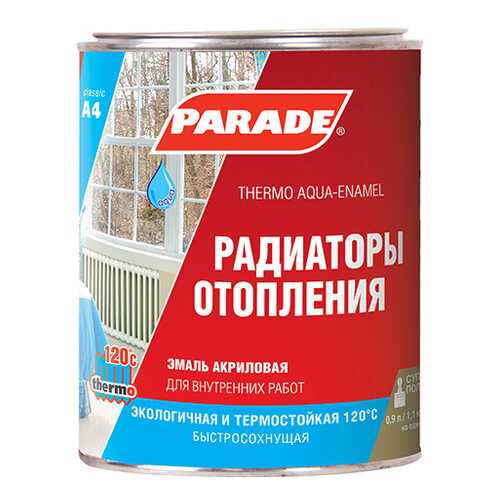 Эмаль PARADE А4 акриловая термо Белая полуматовая 0,9л в Касторама