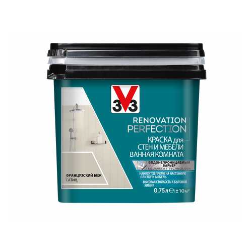Краска V33 для стен и мебели в ванной комнате Renovation Perfection Цвет французский беж в Касторама