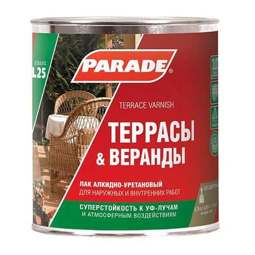 Лак для террас алкидно-уретановый PARADE L25 Террасы &Веранды Глянцевый 0,75л в Касторама