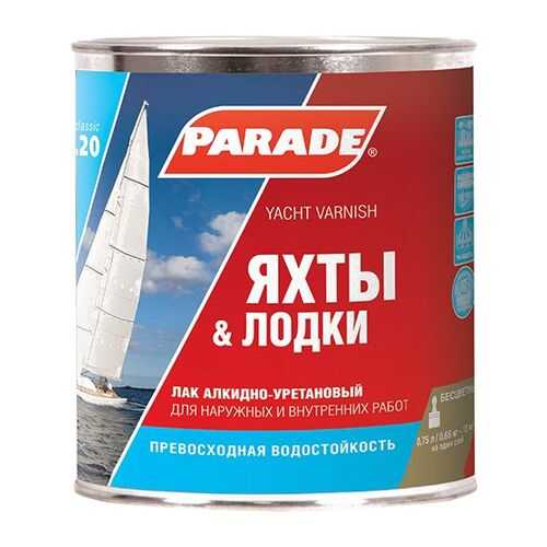 Лак яхтный алкидно-уретановый PARADE L20 Яхты &Лодки Полуматовый 0,75л в Касторама