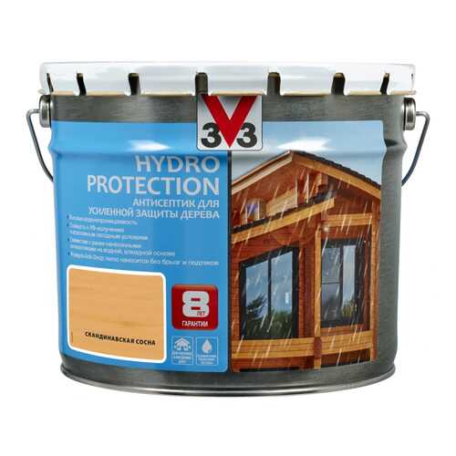 V33 Hydro Protection антисептик для усиленной защиты дерева 9 л, Цвет скандинавская сосна в Касторама