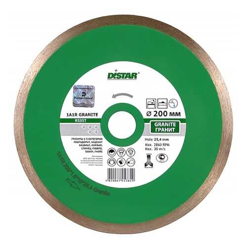 Круг алмазный Distar 1A1R 200x1,6x10x25,4 Granite в Касторама