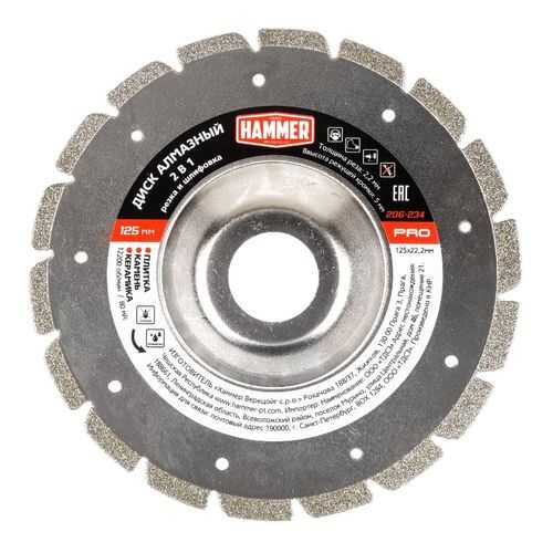 Круг алмазный HAMMER Ф125х22мм по камню (206-234) в Касторама