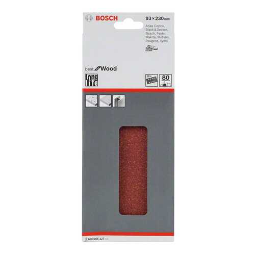 Шлифлисты Bosch 10шт 93x230мм 80 дерево (2608605227) в Касторама