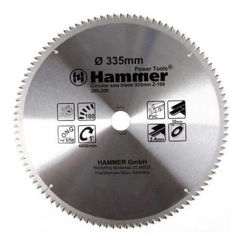 Диск пильный Hammer Flex 205-209 CSB PL 335мм*100*30мм по ламинату 30680 в Касторама