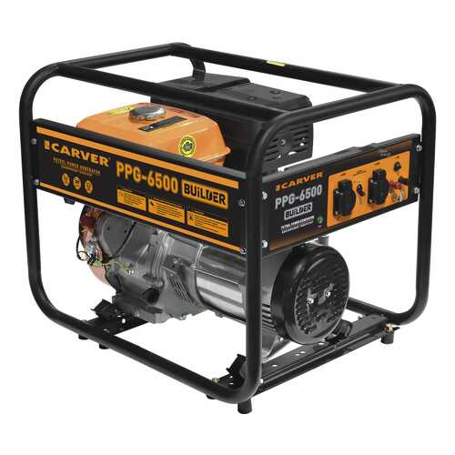 Бензиновый генератор CARVER PPG- 6500 BUILDER, 220/12 В, 9.6кВт [01.020.00019] в Касторама