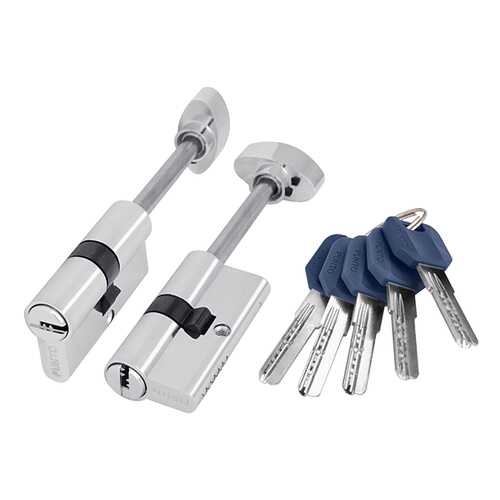 Цилиндровый механизм со штоком PUNTO, арт. Z407/80 mm (45+10+25) CP хром, 5 ключей в Касторама